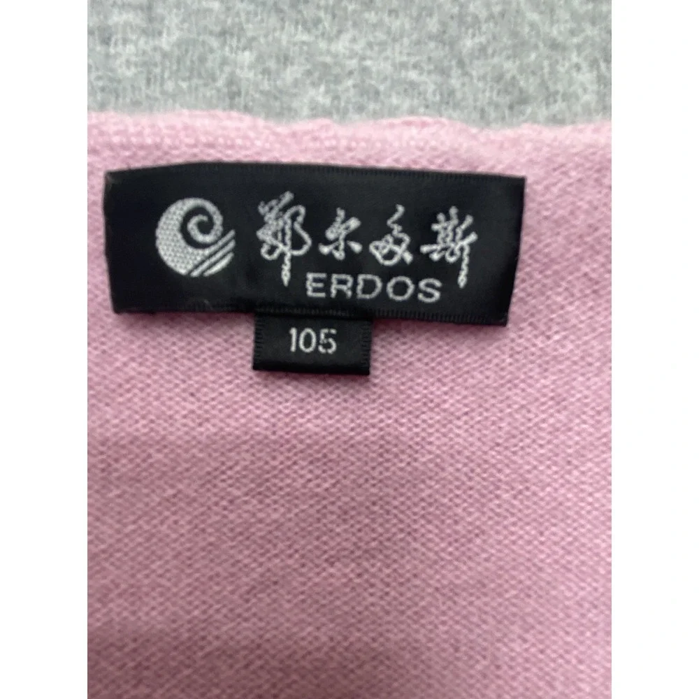ERDOS Sweater Womens 105 Pink Cashmere Blend V Neck Bow Knit Pullover Top